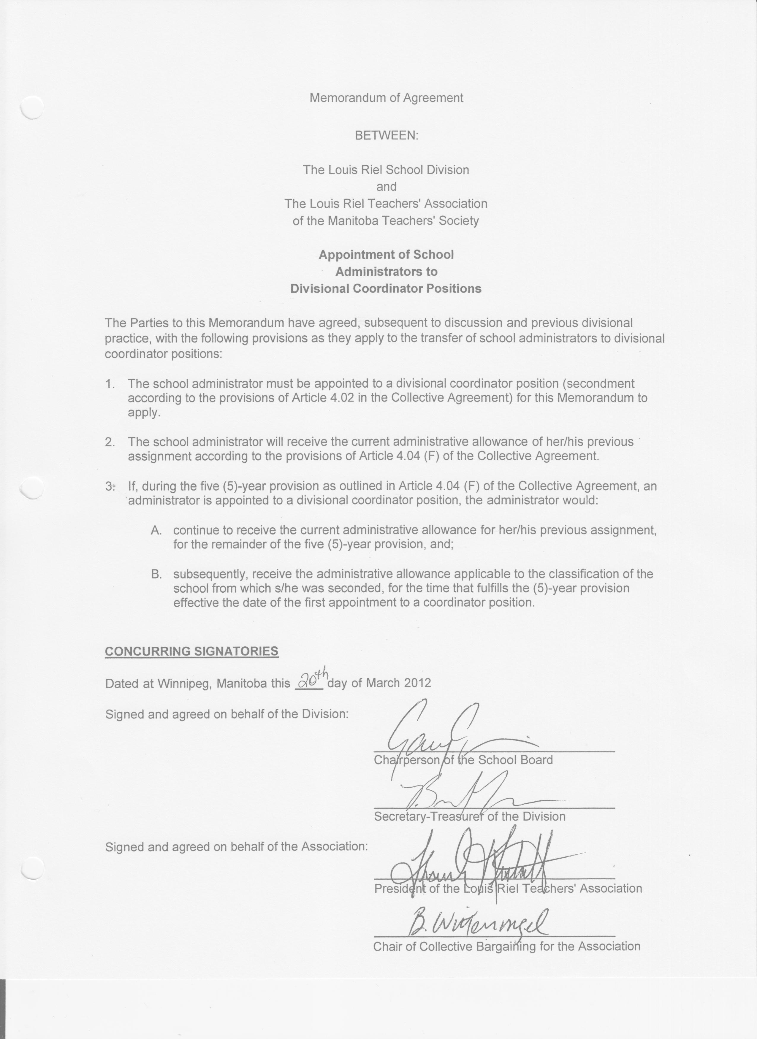 Collective Agreement Of The LRTA In Manitoba